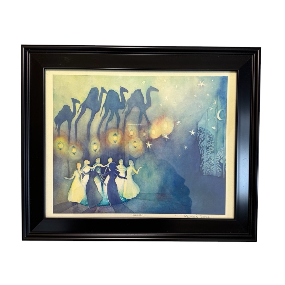 Rachael Shores' Caravan Watercolor Print Black Frame